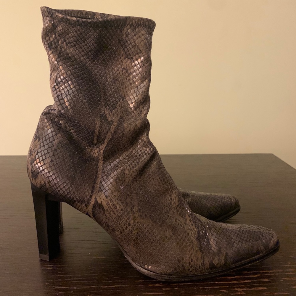 Faux Snakeskin heeled boots